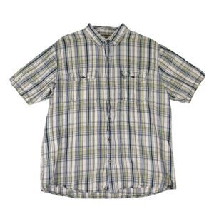 Ascend Men's XL Linen Blend Short Sleeve Plaid Button-Down Pocket Shirt Gorpcore